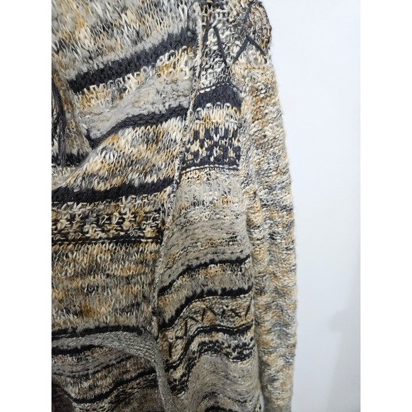 BKE Women Hooded Open Front Cardigan Tassel Knit Sweater Grey Yellow XS - Picture 4 of 6